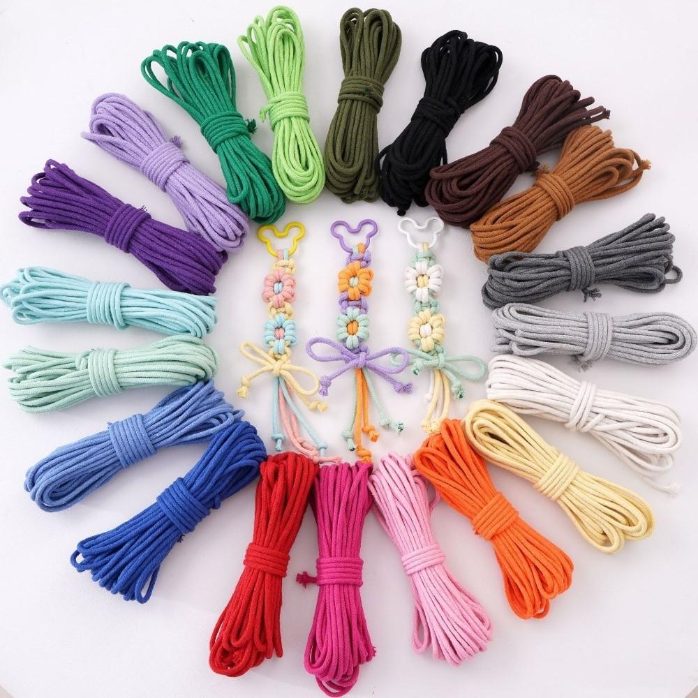 High Quality 10Meters/Lot Braided Cotton Cord Colorful 4mm Braided Rope DIY Woven String Sewing Accessories