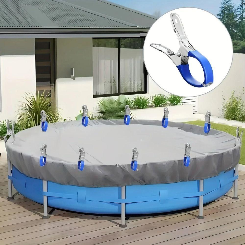 12Pcs Windproof Pool Cover Clips Stainless Steel Hanger Quilt Clip Clothes Pins  Above Ground Pools