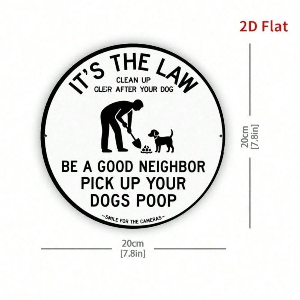 Vintage Metal Sign 8 Inch Round Tin Plate Funny Dog Pooping Quote Retro Pub Bathroom Wall Decor