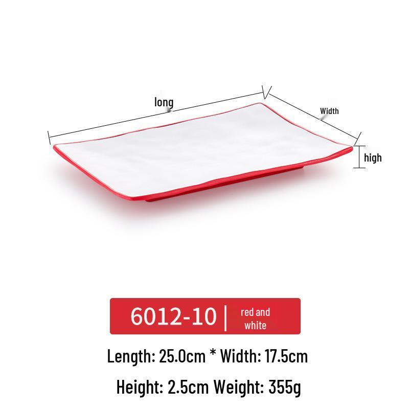 Melamine Rectangular Imitation Porcelain Plate for Hot Pot, Sushi, BBQ & Hotel Tableware.