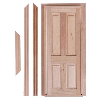 1/12 Dollhouse Miniature 4 Panel Interior Wooden Door Diy Model Accessories Toys
