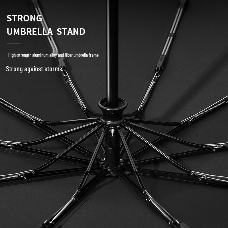 10-Bone Automatic High-End Men's Business Folding Umbrella with Logo Printing Option