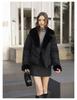 Short Imitation Mink Fur Lapel Cotton-padded Jacket with Detachable Sleeves