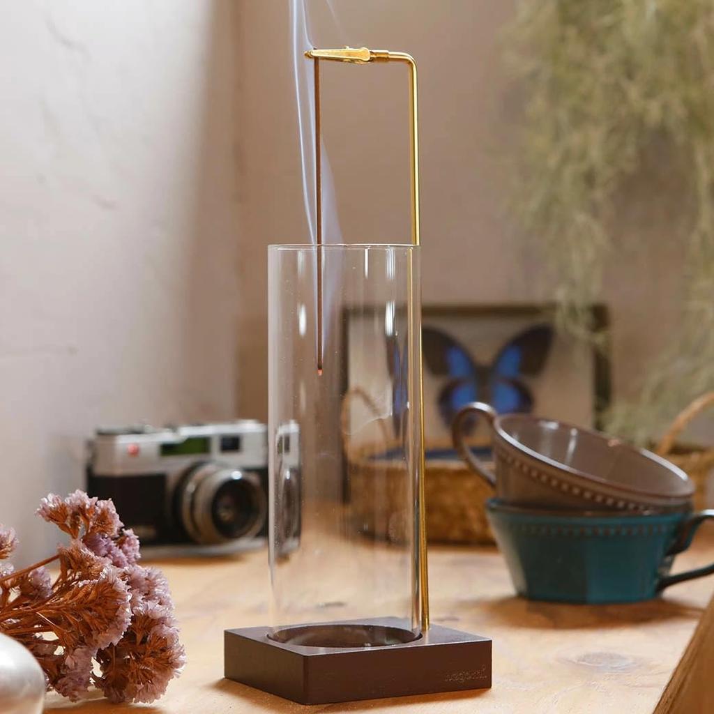 Incense Hanging for Incense Incense Keeps Ash from Nagomi. Holder, Cylindrical, Type, Sticks, Tray, Scattering, Safe, Glass, Wood.