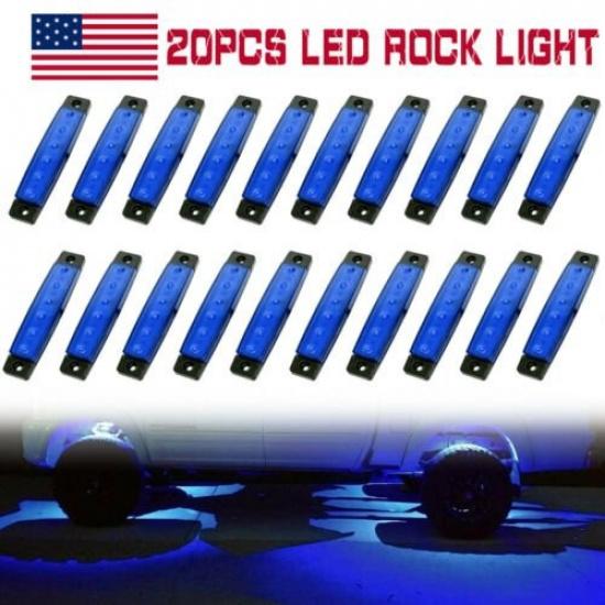 

For Jeep Offroad Truck ATV Boat UTV Blue Pods LED Rock Underbody Wheel Light 20X