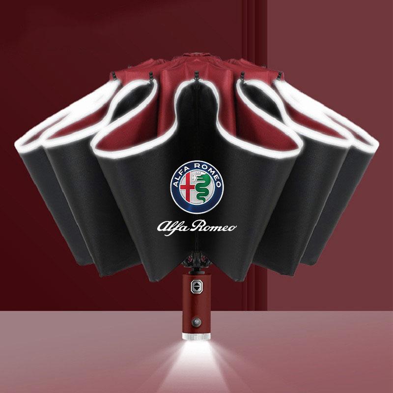 Για Αυτοκίνητο Alfa Romeo Αυτόματο Ομπρέλα με Φακό LED Ανακλαστική Λωρίδα Για Alfa Romeo giulietta 159 mito giulia stelvio 147