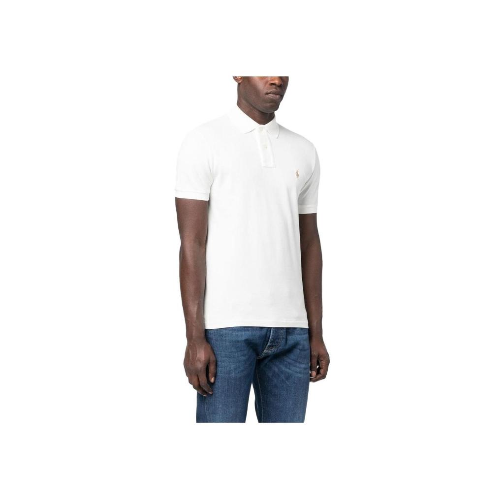 Polo Ralph Lauren Ss23 Solid Color Logo Embroidered Short Sleeve Polo Shirt Men tops Cream 710680784-321