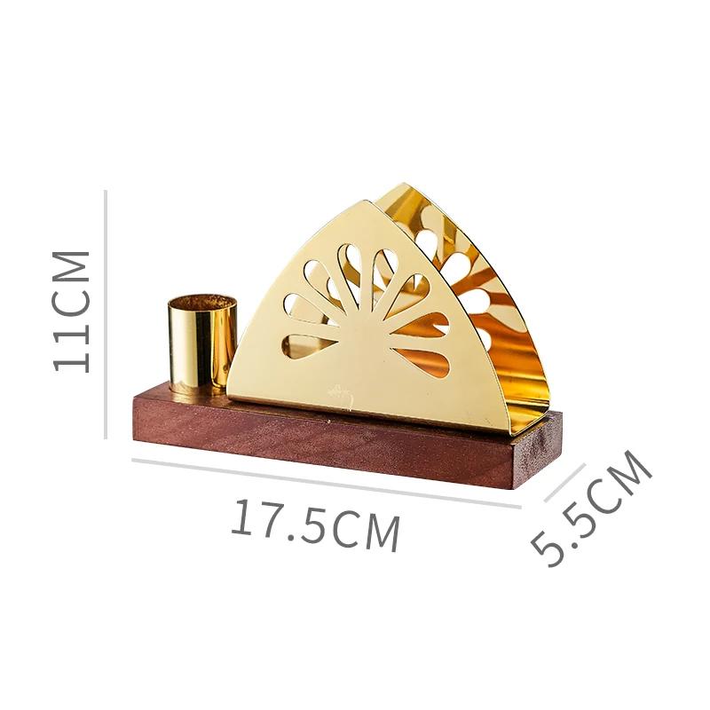 Stainless Steel Tissue Holder Toothpick Tube Gold-plated Napkin Storage Walnut Metal Napkin Rack Tableware Display Rack Gift