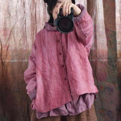 Damskie parki w stylu vintage, dekolt w kształcie litery "o", z długim rękawem, jednokolorowe, wiosenne płaszcze, guziki oraz bawełniane parki w stylu chińskim