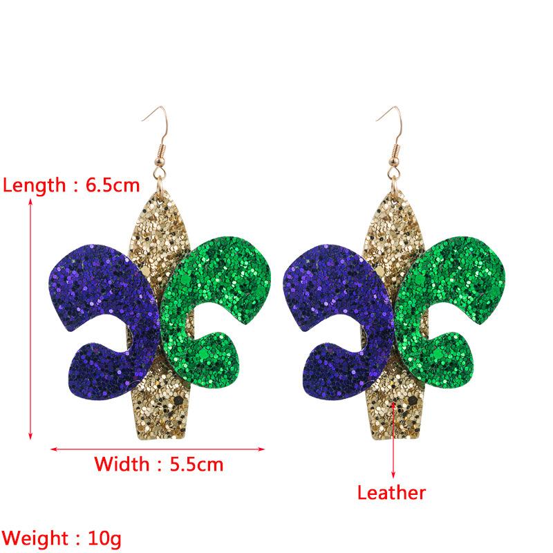 Women Hyperbole Shiny Drop Earrings Titanium Steel Cactus Shape Multi-layer PU Leather Bohemia Ear Ornaments