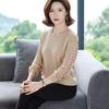 WTEMPO Spring Autumn Winter Solid Color Lace Hollow O-Neck Knitted Pullovers Women's Large Size Casual Versatile Loose Sweaters