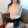 Elegant Long Sleeve Lace Bottoming Fleece Shirt with Half Turtle Neck for Women Thickened and Warm for Winter