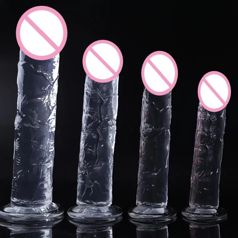 Large Egg-Free Penis Transparent Jelly Crystal Simulation Small and Medium Wear Adult Female Masturbation Stick Dildo