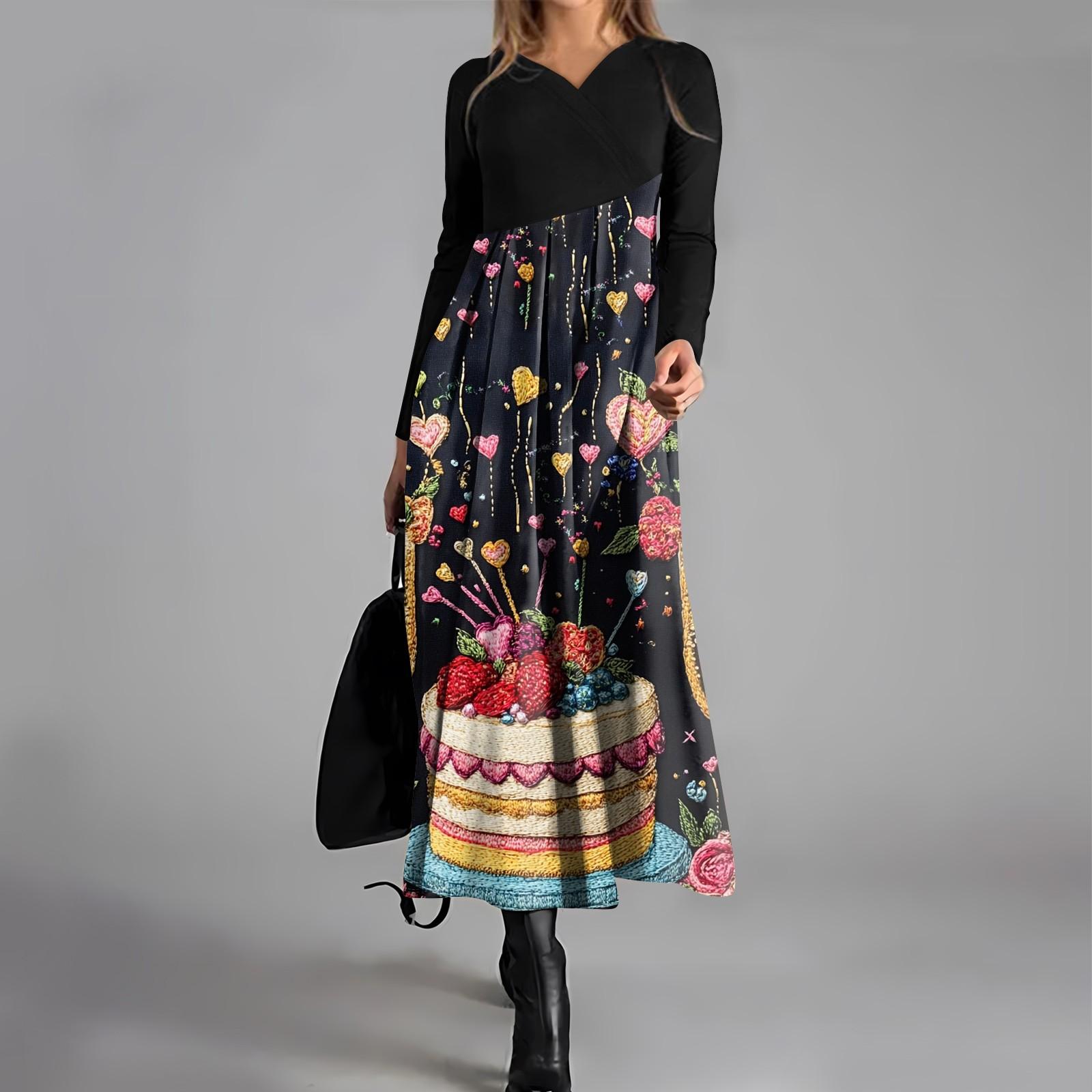 

Женское модное повседневное платье свободного покроя с V-образным вырезом, длинными рукавами, цветочным принтом и карманом на талии M жёлтый