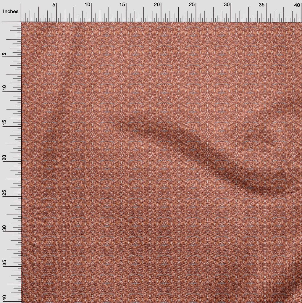 oneOone Cotton Flex Dark Peach Orange Fabric Leaves & Floral Block Sewing Craft Projects Fabric Prints By Yard 40 Inch