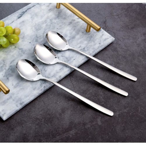 YFWOOD 5dílná sada nerezových jídelních lžic, 20,8 cm, korejský styl, dlouhé, vhodné do myčky, ideální na bibimbap, polévku, kari, ramen, salát a oběd