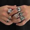 IngeSight.Z HipHop Punk Creative Silver Color Pentagram Poker Finger Rings Men Goth Irregular Stack Ring Trend Jewelry Accessory