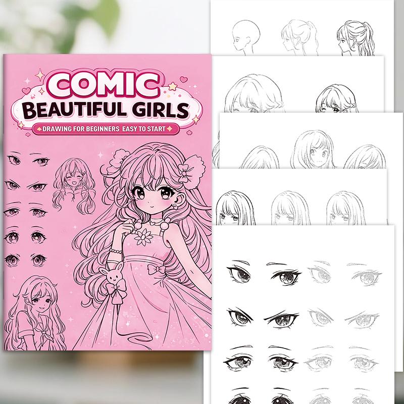

32 Pages Comic Drawing Book for Girls Beginners Step by Step Cartoon Art Sketching Notebook Cute Style 32 Pages