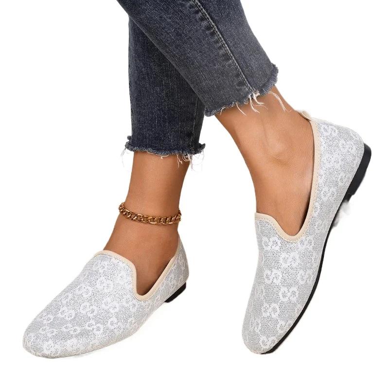 Shoes for Women 2025 High Quality Slip On Women's Flats Plus Size Casual Flats Women Round Toe Soft Bottom Outdoor Ladies Shoes
