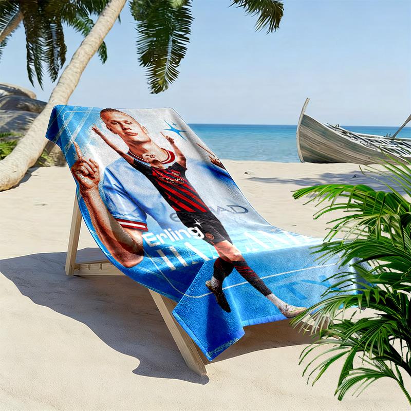Football Star Action Dynamic Pose Beach Towel Portable For Travel Soft Quickdrying Swim Towel Absorbent Bath Towel Seaside Printing