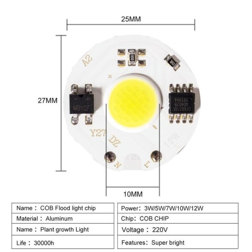 6Pcs/lot LED 3W 5W 7W 10W 12W COB Chip Lamp 220V Smart IC No Need Driver LED Bulb For Flood Light Cold White Warm White 1005006150018241
