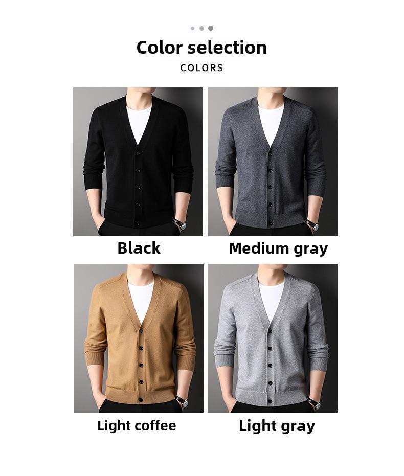 Men's Casual V-Neck Knitted Cardigan - Solid Color, 2023 Spring/Autumn Trend for All Ages