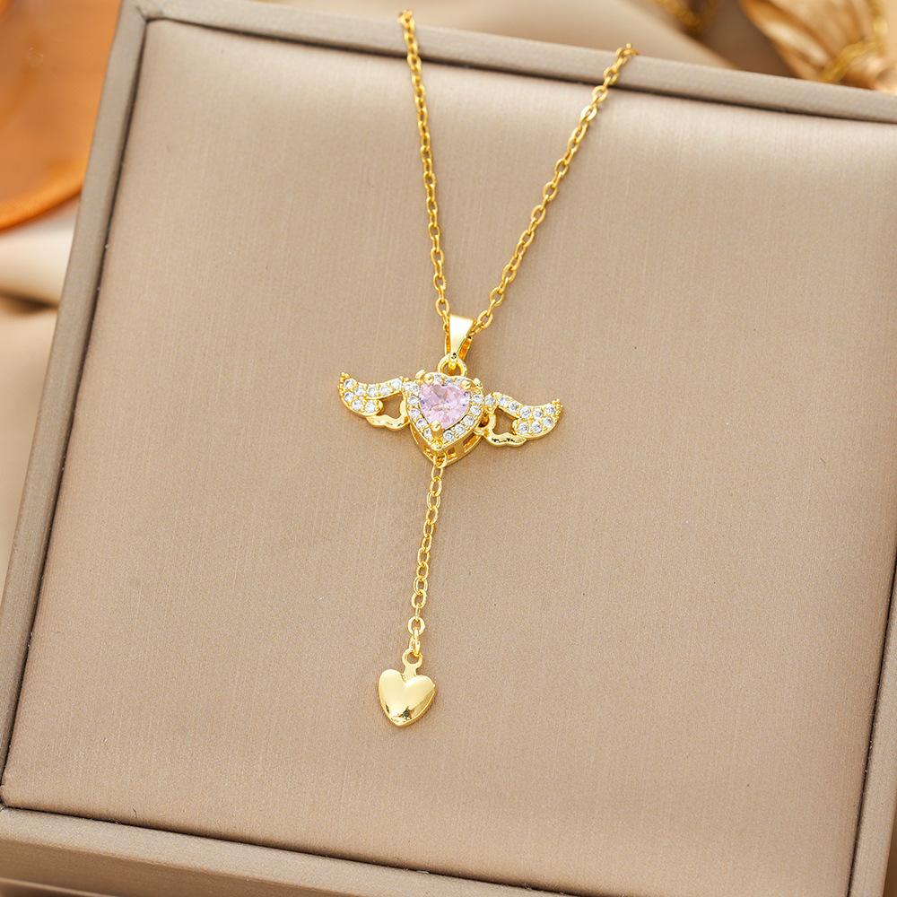 Titanium Steel Necklace For Women Elegant Simple Fashion Zircon Collarbone Chain Light Luxury Niche Jewelry