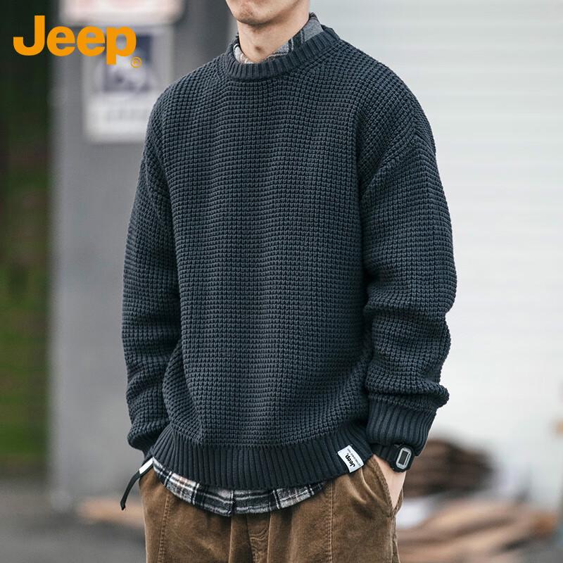 

JEEP Men s Loose Fit Thickened Round Neck Knit Sweater 2XL