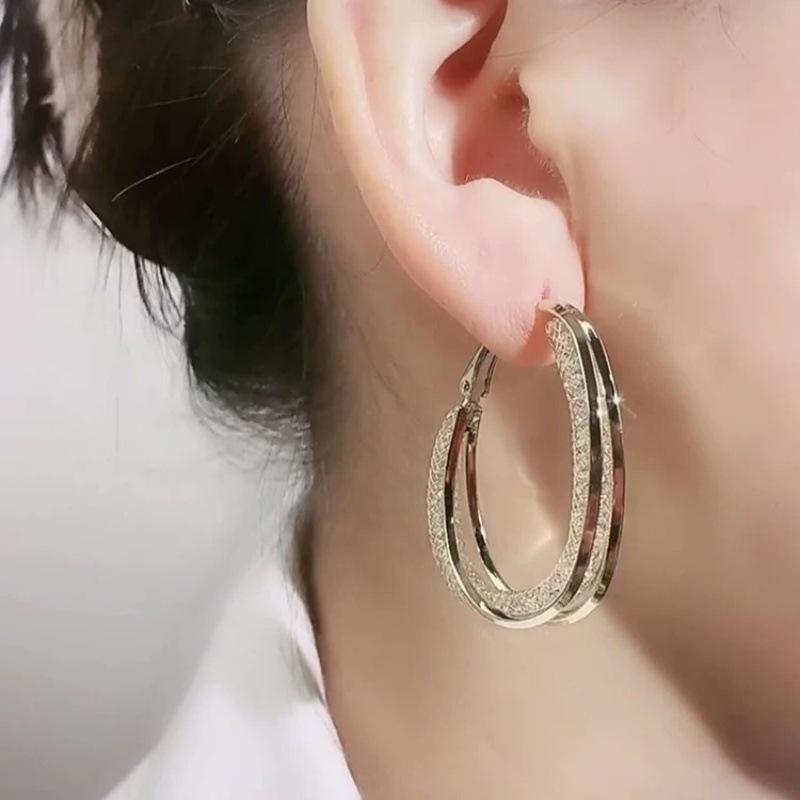 Boho-Silber-Oval-Ohrringe, große hängende Anti-Allergie-Silbernadel-Ohrringe, Creolen, modisches Kreis-Design, Luxus-Ohrringe