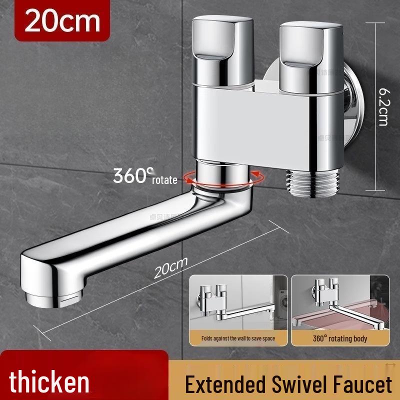 TLXT Stainless Steel Dual-Control Washing Machine Faucet with Extension