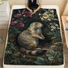 1PC Cute Little Groundhog  Print FlAannel Blanket, High Quality Comfortable for All Seasons, Home Decor, Warmth and Comfort