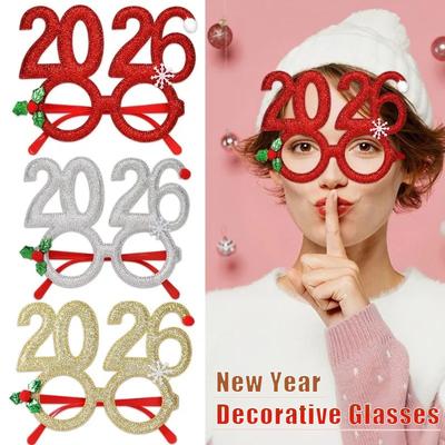 2026 Decorative Eyewear New Year-Themed Photo Props for Adults and Children Christmas-Inspired Frames Versatile Party Decor