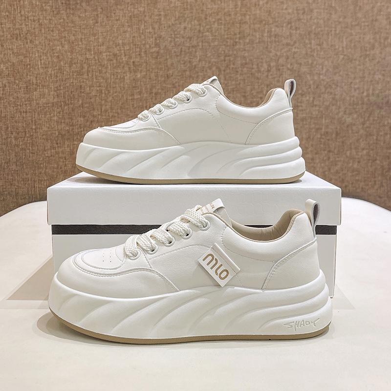 

Туфли на толстой подошве из кожи, весна и лето, новые универсальные дышащие белые туфли, женская обувь, повседневная спортивная обувь для женщин 40