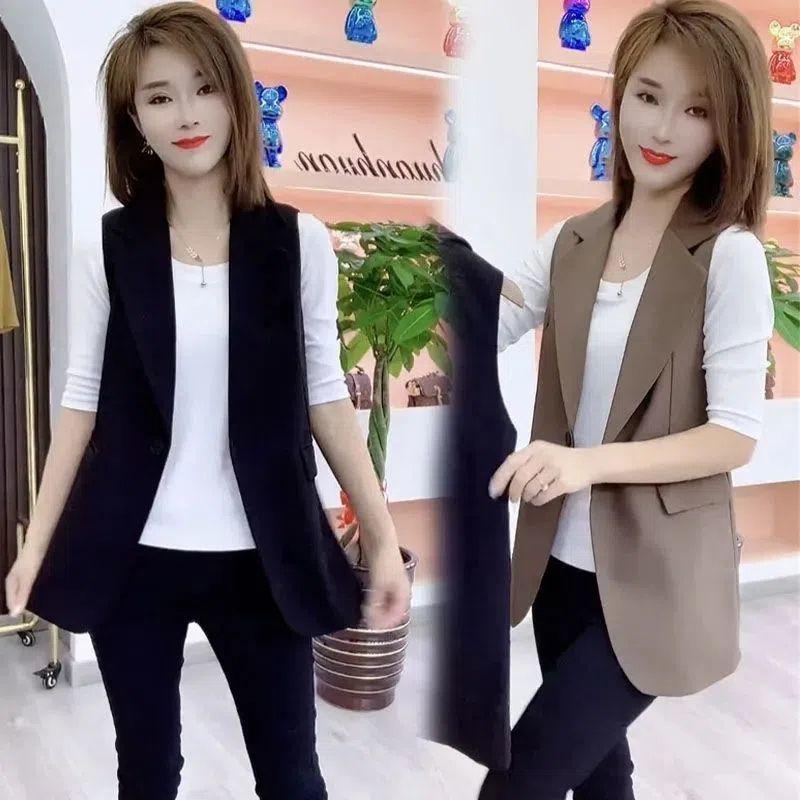 Korean Style Versatile Women's Suit Collar Vest - Spring/Autumn 2025