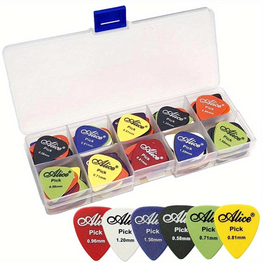 30pcs/box Alice Guitar Picks Plastic Colorful Guitar Paddles with Transparent Storage Box Thickness 0.58-1.50mm 6 Size JXB