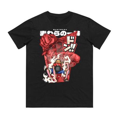 Anime One Piece Luffy Aufdruck Reines Baumwoll-T-Shirt für Herren Frühling/Sommer Neue Kollektion Mode Kurzarmshirt