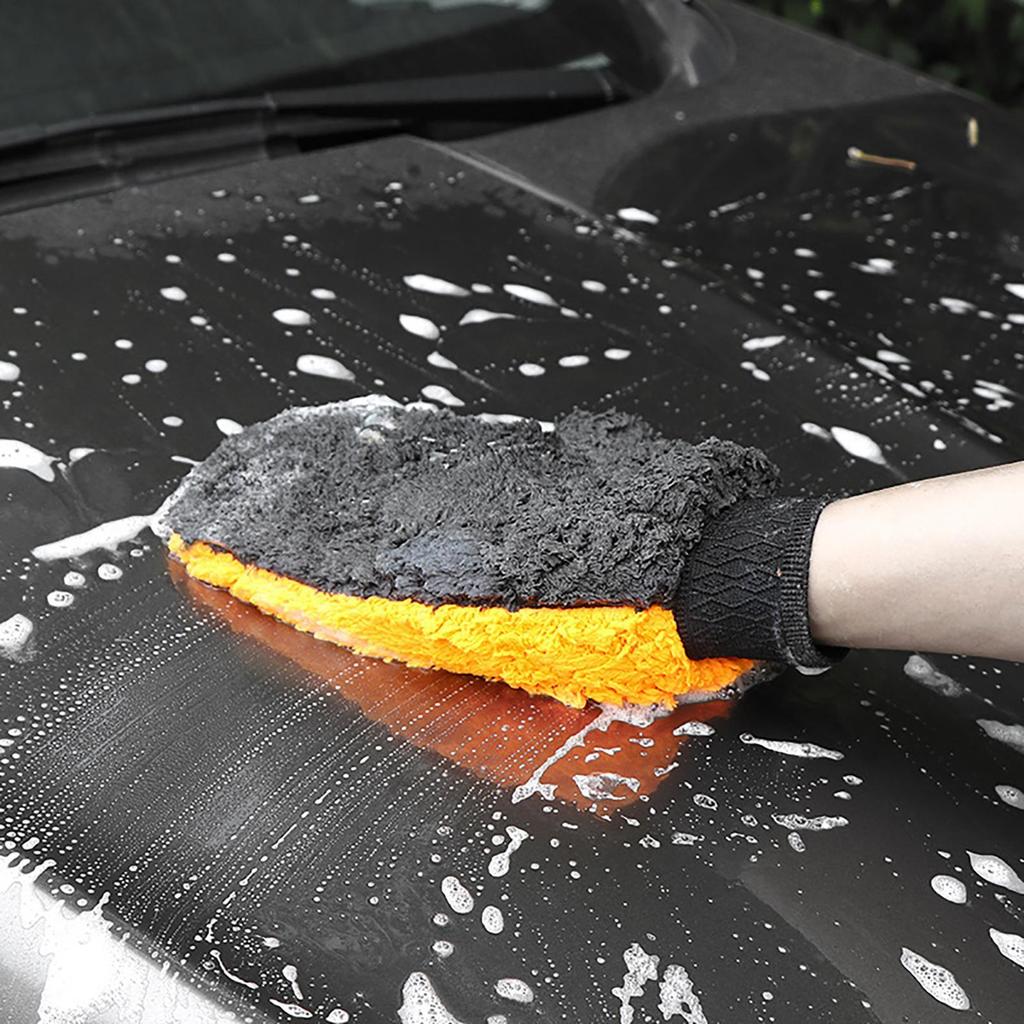 Car Wash Gloves Scratch Free Car Gloves Reusable Wash Mitt Strong Water Absorption Double-Sided Drying Mitt Car Detailing