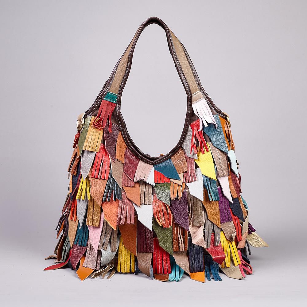 This Is A Designed Women's Single-shoulder Bag with Tassels In Contrasting Colors and A Crossbody Bag