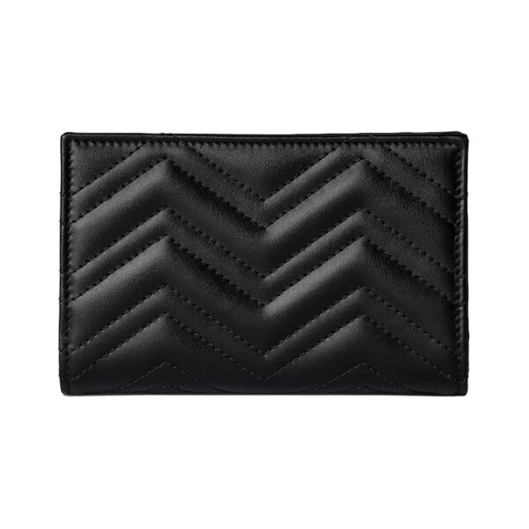 Gucci GG Marmont Letter Logo Solid Color Leather Wallet Women Wallet Black 781583-DTDHT-1000