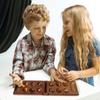 Portable Wood Chesses Game with Gemstones Pieces and Safe Storage Box Suitable for Kids Logics Training and Travel Use