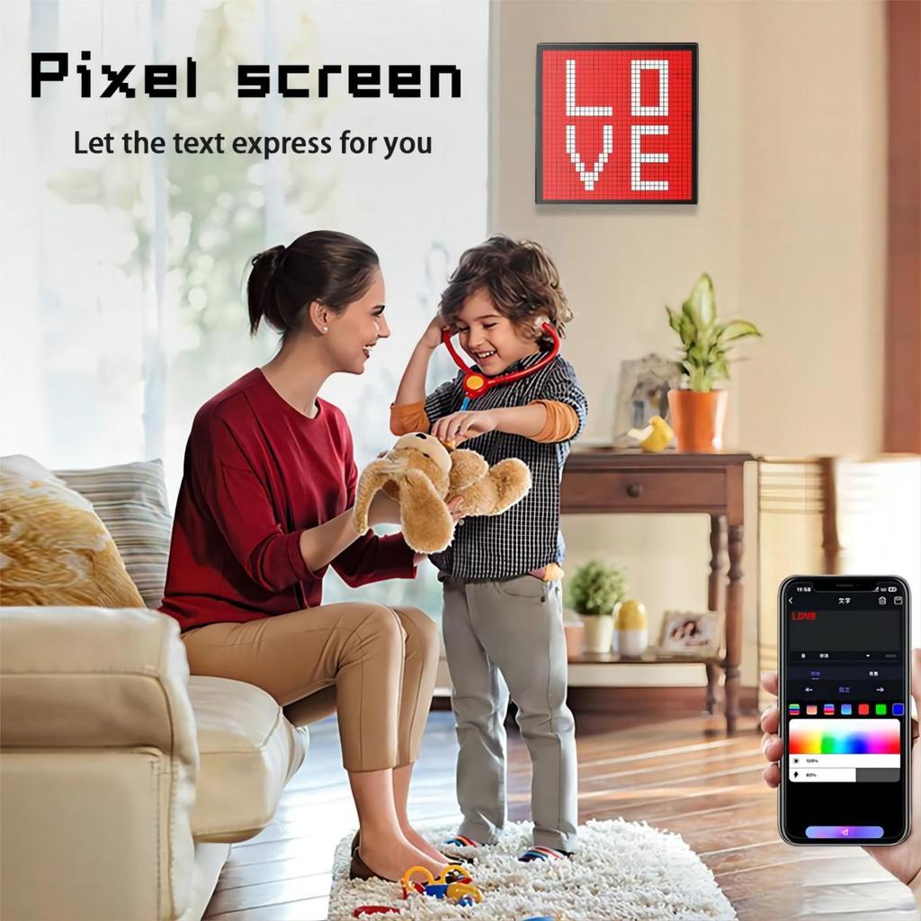 Smart LED Matrix Pixel Display RGB DIY Graffiti Bluetooth App Control Art Display For Gaming Room Dekor Kul Animasjonsramme