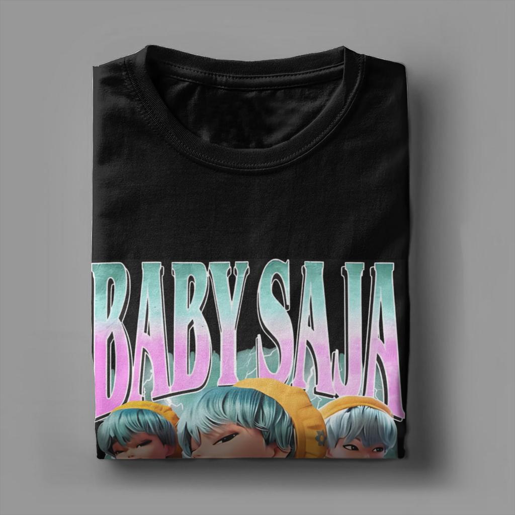 Baby Saja Retro Kpop Demon Hunter Villain Pure Cotton T Shirts  for Couple Summer Awesome Loose Short Sleeve Clothing