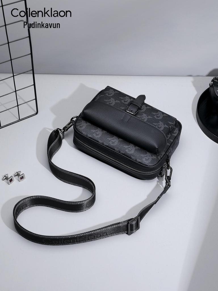 French Brand Men's Soft Cowhide Crossbody & Clutch Phone Bag
