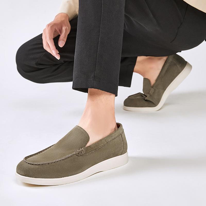 British Style Matte Beef Anti-Velvet Loafers Men'S Genuine Leather One-Pedal Overshoes Lazy Casual Beanie Shoes