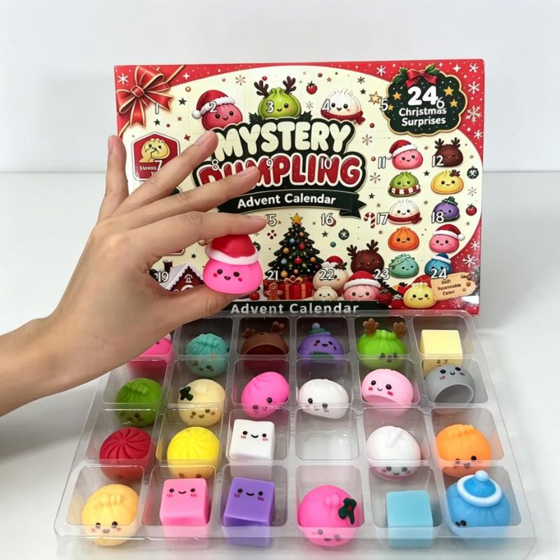 Hot Christmas Squishies Advent Calendar 24 Days Countdown Adviento Navidad Dumpling Squishy Slow Rising Squeeze Home Decor Gifts