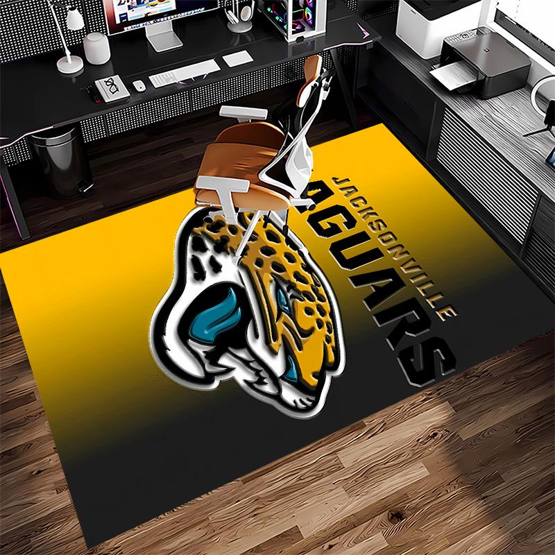Jacksonville Jaguars Logo Print Area Rug - Soft, Washable Non-Slip Indoor Mat for Office Chairs, Living Room, Home Office Decorative Rug