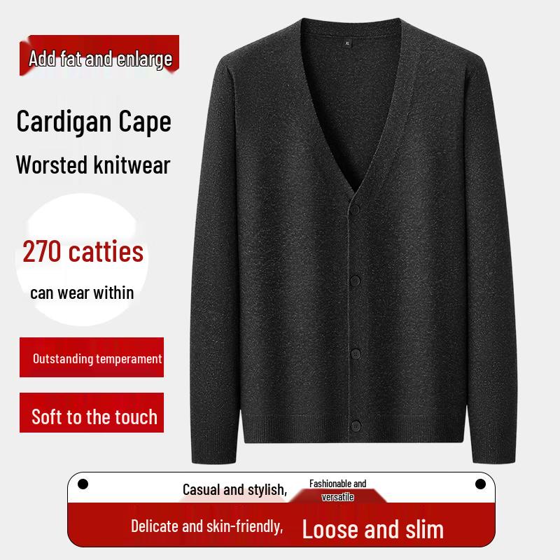 Dibinze Men's Plus Size Knitted Open-Front Cardigan