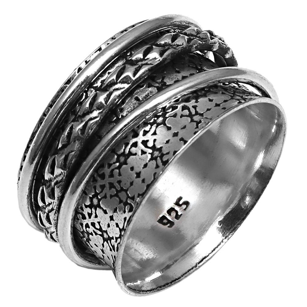 Silver Spinner Ring For Women Four Spinner Ring Fidget Silver Jewelry Ring"7"
