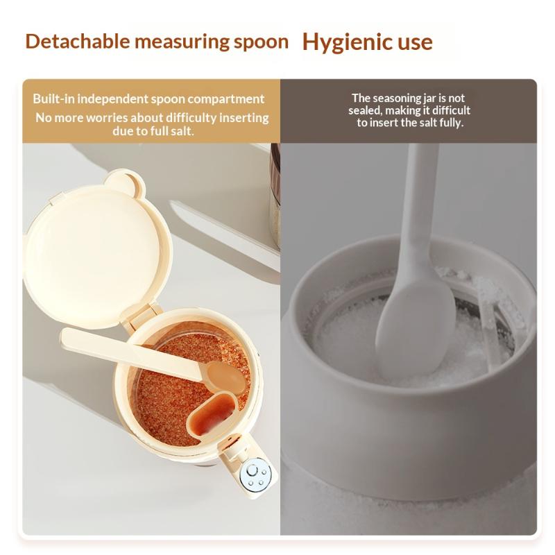 1Pc Moisture-Proof Sealed Seasoning Jar With Spoon Glass Kitchen Salt Seasoning Box Shaker For Spices And Condiments Kitchen