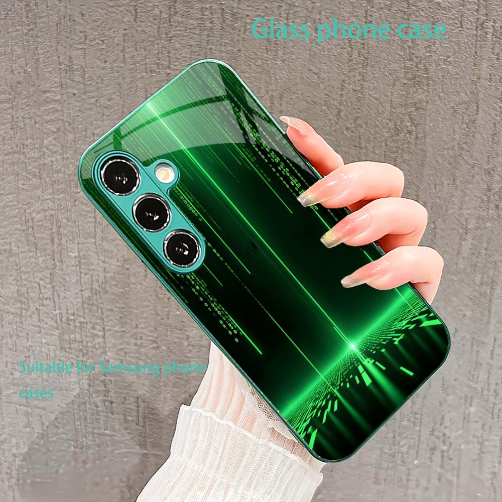 Man Programmer code PhoneCase Glass PhoneCase for Samsung Galaxy S26 S25 S24 S23 S22 S21 FE Ultra Plus green Exquisite Business